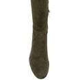 thumbnail image 4 of YDN Women Classic Round Close Toe Suede Side Zipper Knee High Boots Chunky Low Heel Stretchy Over The Knee Boots Shoes Size 6.5 Olive, 4 of 4