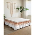 thumbnail image 2 of Burnt Orange Botanical Wrap Around Bed Skirts for King Bed 16" Drop,Bed Skirt with Adjustable Elastic Belt Dust Ruffle Bed Valance for Bedroom Hotel Eucalyptus Leaves Pastoral Floral Bed Frame Cover, 2 of 7