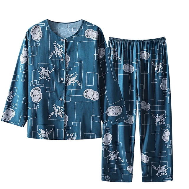 Penkiiy Hauts à Manches Longues et Pantalons Capri pour Femmes Ensemble de Pyjama Imprimé Dessin Animé Mignon 4TG Multicolore