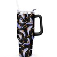 thumbnail image 2 of 40oz Ocean Cute Shark Stainless Steel Flip Straw Tumbler Spill Proof Travel Cup Double Wall Vacuum Insulated Coffee Mug with Top Handle, 2 of 6