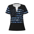 thumbnail image 4 of Wukai Navy Camouflage American Flag Casual V-Neck Graphic Tees for Women: Lightweight and Breathable Summer Tops with Stylish Design-X-Large, 4 of 8