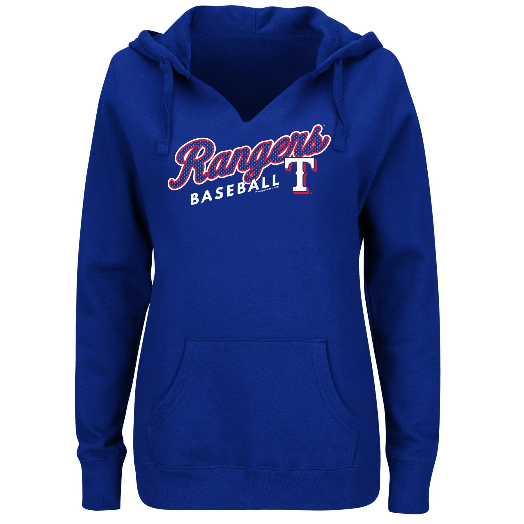 Women's Majestic Royal Texas Rangers Fresh & Exciting VNeck Pullover