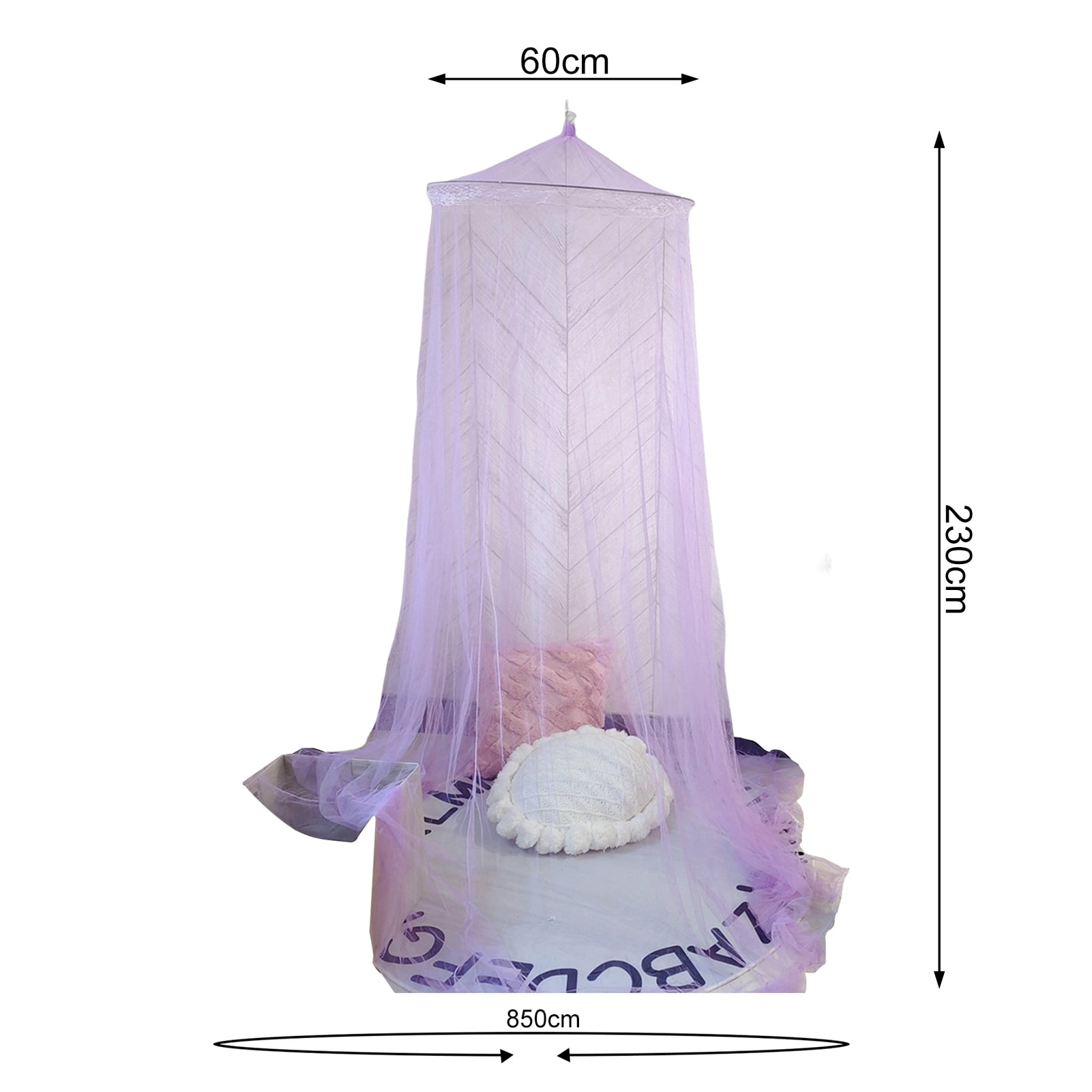 Deyuer Bed Canopy Fine Mesh Breathable See-through Easy Installation Hanging Net Canopy Solid Color Round Dome Princess Girls Bed Curtain Bedroom Decoration