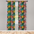 thumbnail image 2 of Ambesonne Tropical Curtains, Monsteras Leaves Lines Art, Pair of 28"x63", Earth Yellow and Forest Green, 2 of 4