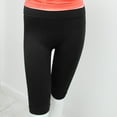 thumbnail image 2 of Seamless Solid Black Shorts Tight Knee Length Spandex Stretch Athletic Yoga Bike, 2 of 6
