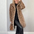 thumbnail image 3 of Women's Faux Fur Leopard Coat Winter Fall Lapel Collar FuzzyFur--Open Front Fleece Fur Jackets, 3 of 9