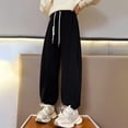 thumbnail image 6 of SJLDQY Girls Lined Pants Casual Elastic Waist Drawstring Joggers for Girls Solid Color Baggy Sweatpants with Pockets, 6 of 7