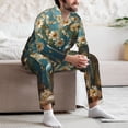thumbnail image 7 of Susaid Delicate White Daisy Jars Print Men's Long Sleeve Pajama Set, Two-Piece Button-Down Loungewear PJs Set, Comfortable Sleepwear for Relaxation-Large, 7 of 7
