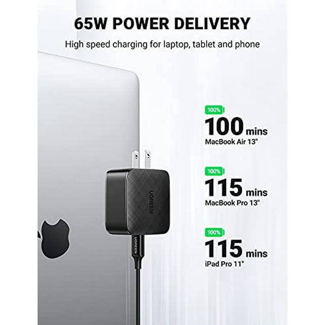 Cargador Rápido UGREEN 65W USB C GaN con Cable USB C a USB C de 6FT