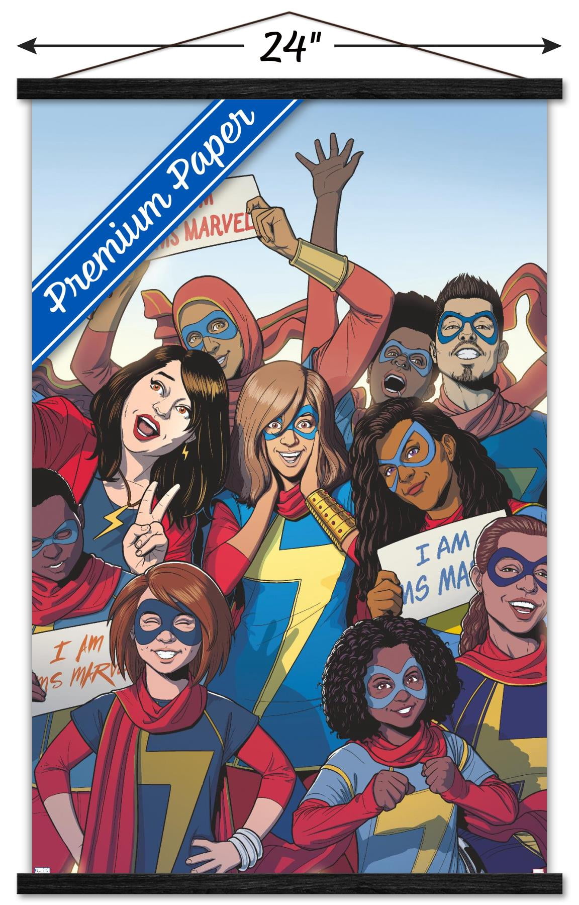 Marvel Comics - Ms. Marvel - Ms. Marvel #37 Wall Poster with Wooden Magnetic Frame, 22.375" x 34"