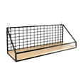 thumbnail image 2 of Votnto No-Drill Wall Mounted Storage Shelf, Industrial Style Iron Mesh & Wooden Floating Shelf, Hanging Basket Organizer for Kitchen, Bedroom & Living Room (2 Sizes Available), 2 of 6