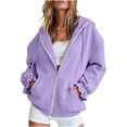 thumbnail image 3 of Brqkzdu Zip Up Hoodies for Women Long Sleeve Comfy Hooded Sweatshirt Fall Loose Fitting Oversized Sweatshirt with Pockets, 3 of 7