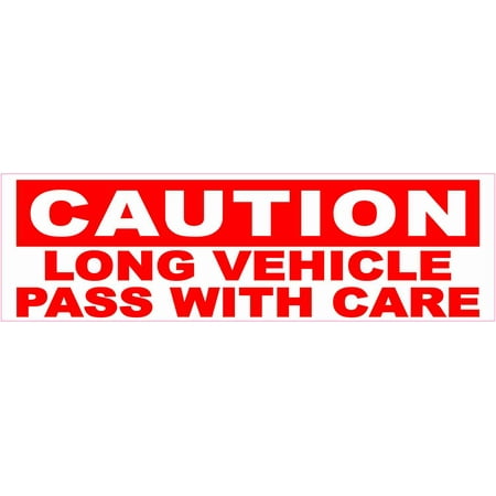 - 10in x 3in Caution Long Vehicle Bumper Sticker Vinyl Truck Trailer Decal
