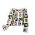 thumbnail image 2 of Itsame Womens Cardigan, Thin Loose Fashion Prints Long Sleeve Crop Coats White Free Size, 2 of 3
