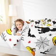 thumbnail image 3 of Feelyou Cartoon Black Cat Twin Bedding, Happy Halloween Pumpkin Castle Bedding Comforter Set, White Orange, Halloween Reversible, 7-Piece, 3 of 7