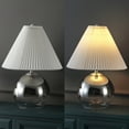 thumbnail image 7 of JONATHAN Y Louisa 22.5" Mid-Century Modern Round Glass/Iron Pleated Shade LED Table Lamp, Smoke Gradient/Chrome, JYL1139A, 7 of 7