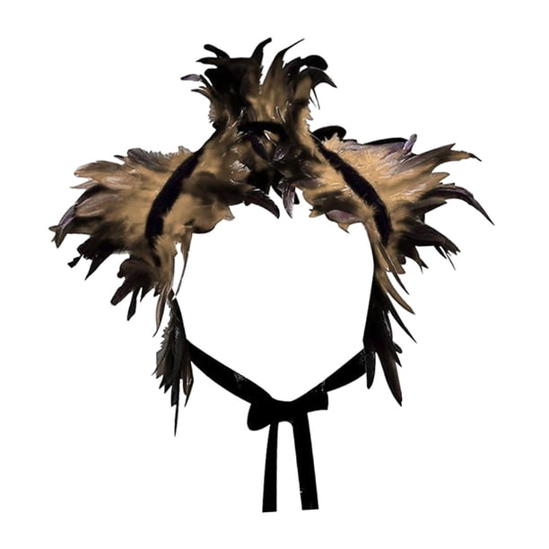 Capa de plumas artificiales, accesorio decorativo para el cuello, disfraz, bufanda de fiesta Marrón