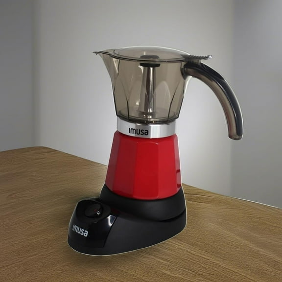 6 or 3cup Electric Espresso Maker, Red