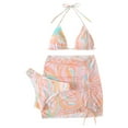 thumbnail image 3 of CEHVOM Maillot de Bain Deux Pièces pour Femme, Taille Apparente, Bikini à Rayures, Ensemble Trois Pièces, 3 of 4