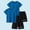 Blue, variant on Boys' Breathable Short Sleeve Round Neck Sports Set – Reflective Print T-Shirt and Matching Shorts Two-Piece Casual Outfit for Active Lifestyle Blue Size 11-12