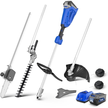 Wild Badger 40V 4-in-1 Cordless Outdoor Power Tool Kit (Weed Wacker, Pole Saw, Hedge Trimmer, Brush Cutter) with 2*4 AhBatteries & Charger