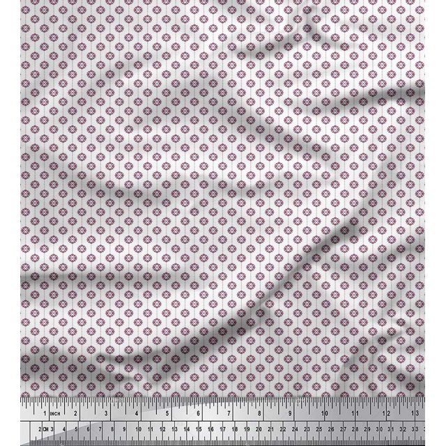 Soimoi Cotton Voile Fabric Dot & Floral Small Decor Fabric Printed Yard 56 Inch Wide