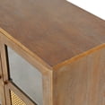 thumbnail image 5 of 59'' Retro 4-Door Sideboard with Rattan Doors and Transparent Glass, Buffet Cabinet for Entryway Dining Room Kitchen Living Room, Brown, 5 of 9