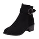 thumbnail image 1 of NECHOLOGY Botas Mujer Adulto Femenino Zapatos Botines para mujer Botas de mujer de moda Cremallera lateral de gamuza sólida Hebilla decorativa Tacón Botas de tacón grueso (Black, 6.5), 1 of 5