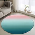 thumbnail image 2 of Pink Turquoise Ombre Large Area Rugs for Bedroom Living Room, Soft Non Slip Carpet Bedside Rug, Teal Modern Geometric Striped Abstract Art Round Floor Cover Kitchen Accent Rug 3' for Office, 2 of 9