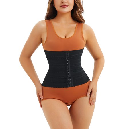 

CtriLady Waist Trainer for Women Shapewear Segmented Waist Cincher Band Tummy Control Corset Shapewear slimmer Body Shaper Girdle (Black Small)