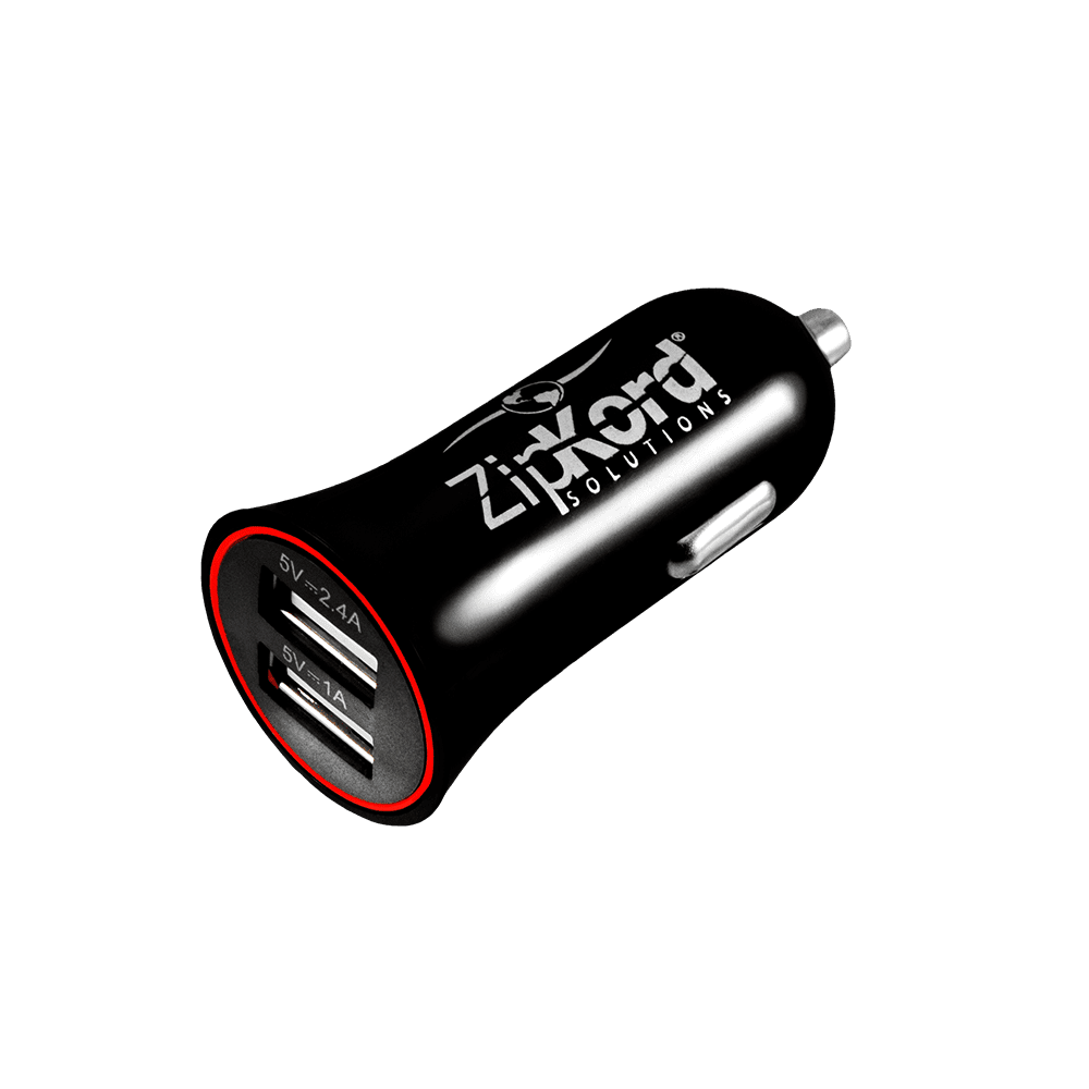 Zipkord Dual USB Car Charger with 5 ft. Low Profile Lightning Cable