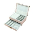thumbnail image 4 of Joyero de viaje, organizador de joyas, expositor de 2 capas, estuche de viaje para joyas Rosa, 4 of 9