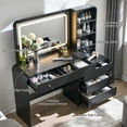 thumbnail image 7 of wow97e Modern Vanity Desk with Touch Screen LED Mirror, 55" Big Make Up Table with 5 Drawers , Wood Dressing Tablew/3 Color Available, Charging Station, 7 of 7