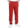 thumbnail image 2 of dazeni Boys Dress Pants Slim Fit School Uniform Pants for Boys Elastic Waist Trousers with Pockets Red, 2 of 8