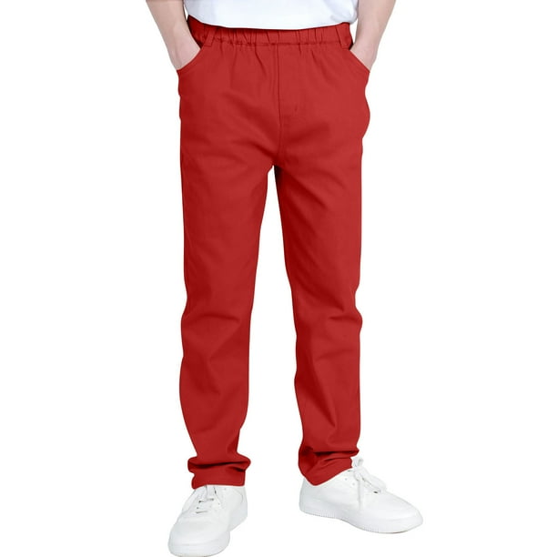 Cowsor Kids Solid Color Sweatpants Casual Elastic Waist Joggers Pants Comfort Loose Fit Athletic Pants Running Trousers