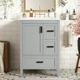 thumbnail image 3 of Euroco Modern 24-inch Bathroom Vanity with Ceramic Sink, Soft-Close Door, Double-Layer Door Shelf, and 3 Drawers, 3 of 9