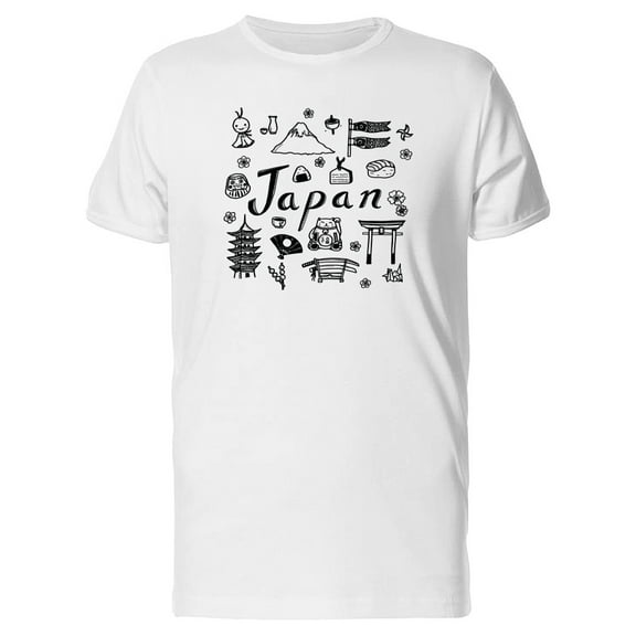 Japan Travel Doodles T-Shirt Men -Image by Shutterstock, Male x-Large