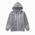thumbnail image 4 of KPOPLK Baby Boys Zip Up Hoodie Toddler Boys Jacket Solid Winter Long Sleeve Hooded Sweatshirt Tops Fall Coat Kids 1-9 Years Grey Size 6-7 Years, 4 of 7