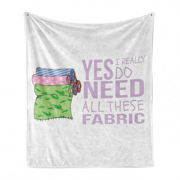 Saying Soft Flannel Fleece Throw Blanket, Yes I Really Do Need All These Textile Product Cozy Feeling of Blankets Artwork, Cozy Plush for Indoor and Outdoor Use, 50" x 60", Pale Lilac, by Ambesonne