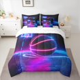 thumbnail image 2 of Manfei Boys Basketball Bedding Comforter Set, Teens Sports Full Bedding Set, Pink Blue Gradient Basketball Court Fitted Sheet Flat Sheet, Luxury Bedroom Decor Reversible 7 Pieces, 2 of 8