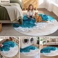 thumbnail image 6 of Watercolor Beach Wave Round Area Rugs 3 ft, Abstract Blue Ocean Washable Small Area Rug with Non-Slip Sturdy Edge Binding Round Front Door Mat Floor Carpet for Entryway, 6 of 9