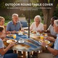 thumbnail image 3 of Round Outdoor Tablecloth with Umbrella Hole and Zipper, Blue Brown Tablecloth with Elastic Waterproof, Vintage Minimalist Abstract Aesthetic Boho Art Patio Table Covers for 36" - 44" Pool Tables, 3 of 9