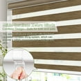 thumbnail image 4 of MiLin Cordless Blackout Zebra Blinds, Light Control Shading Privacy Dual Layer Roller Window Shades and Blinds, Day and Night Blinds Fast Delivery Custom (Blackout Brown, 66" W X 60" H), 4 of 6
