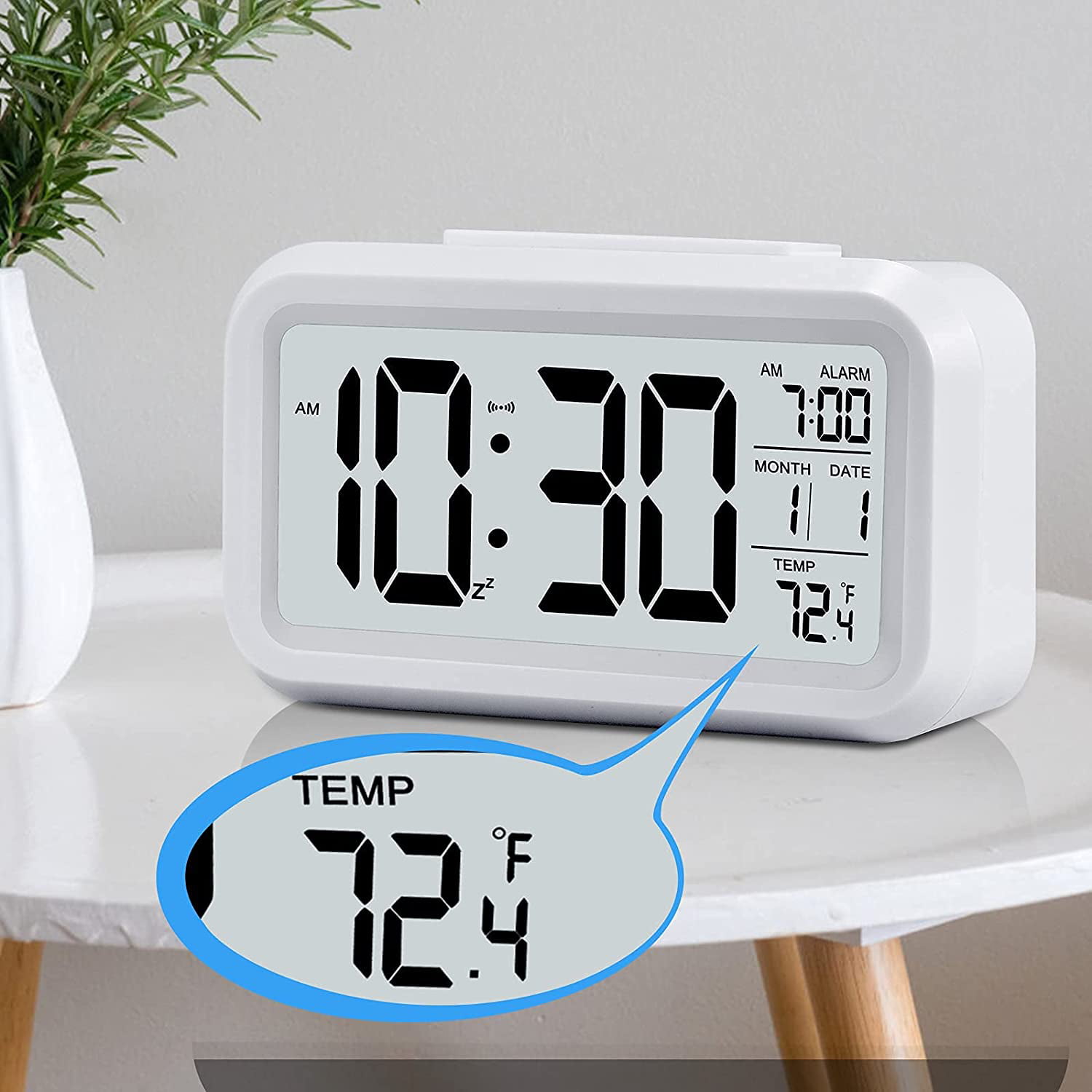 Alarm Clock Large Digital LED Display USB/Battery Operated Bedside Bedroom 