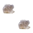 thumbnail image 3 of Naiovety Figuras de conejito de cristal, tallada, conejo, animales, ornamento, liebre, estatua de escritorio, adornos, regalo, ágata Ágata gris 2piezas, 3 of 6