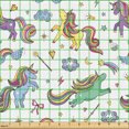 thumbnail image 2 of Ambesonne Unicorn Fabric by the Yard Upholstery, Horses Colorful Hairs Art, 3 Yards, Pastel Yellow Seafoam, 2 of 5