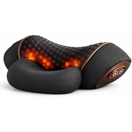 The 3-in-1 Neck Massager Pillow, with Vibration &Traction & Heat, for Shoulder and Back Relaxation (Black)
