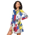 thumbnail image 3 of FORMRS Womens Long Sleeve Nightgowns Crew Neck Sleep Shirt Soft Pajamas Sizes S-3XL, Yelllow Simple Shapes, 3 of 8