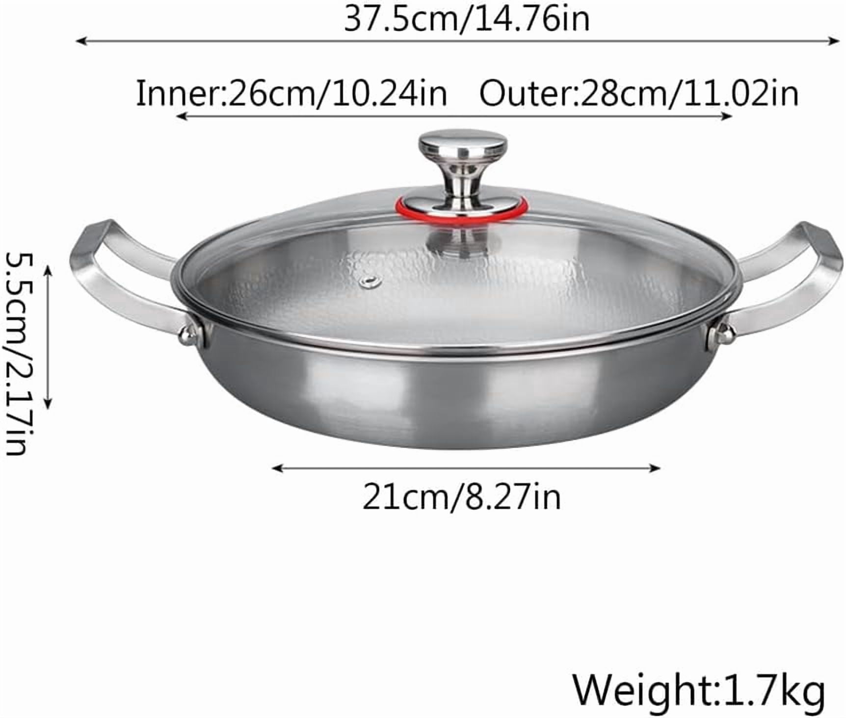 Hammered Pan 11 Inch Double Handle Non Stick Frying Pan with Lid Ultra  Scratch Resistant Even Heating Compatible All Cooktops