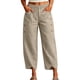 thumbnail image 2 of Neewe Womens High Waist Pants Wide Leg Ankle Casual Button Waist Vacation with Pockets Daily Outfits, 2 of 6